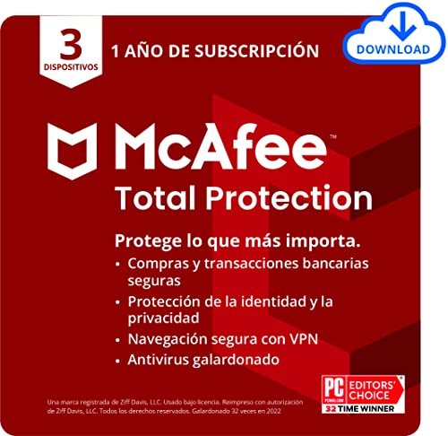 McAfee Total Protection 2022 | 3 dispositivos | Antivirus y software