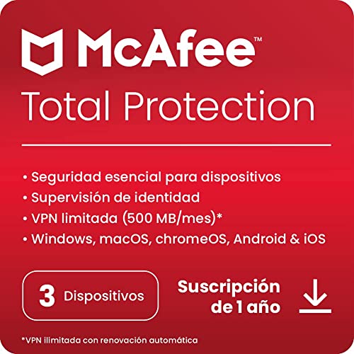 McAfee Total Protection 2023 | 3 dispositivos | Software de segurida