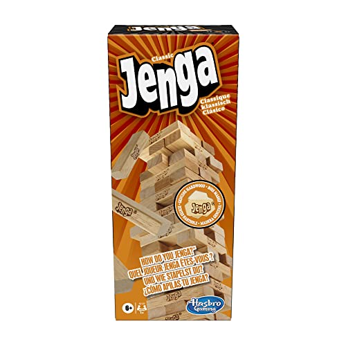 Hasbro Gaming Juego Classic Jenga con bloques de madera auténticos,