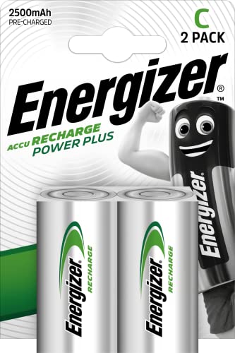 Energizer – Recargables, Pack de 2 pilas C 2300 mAh, precargada, par