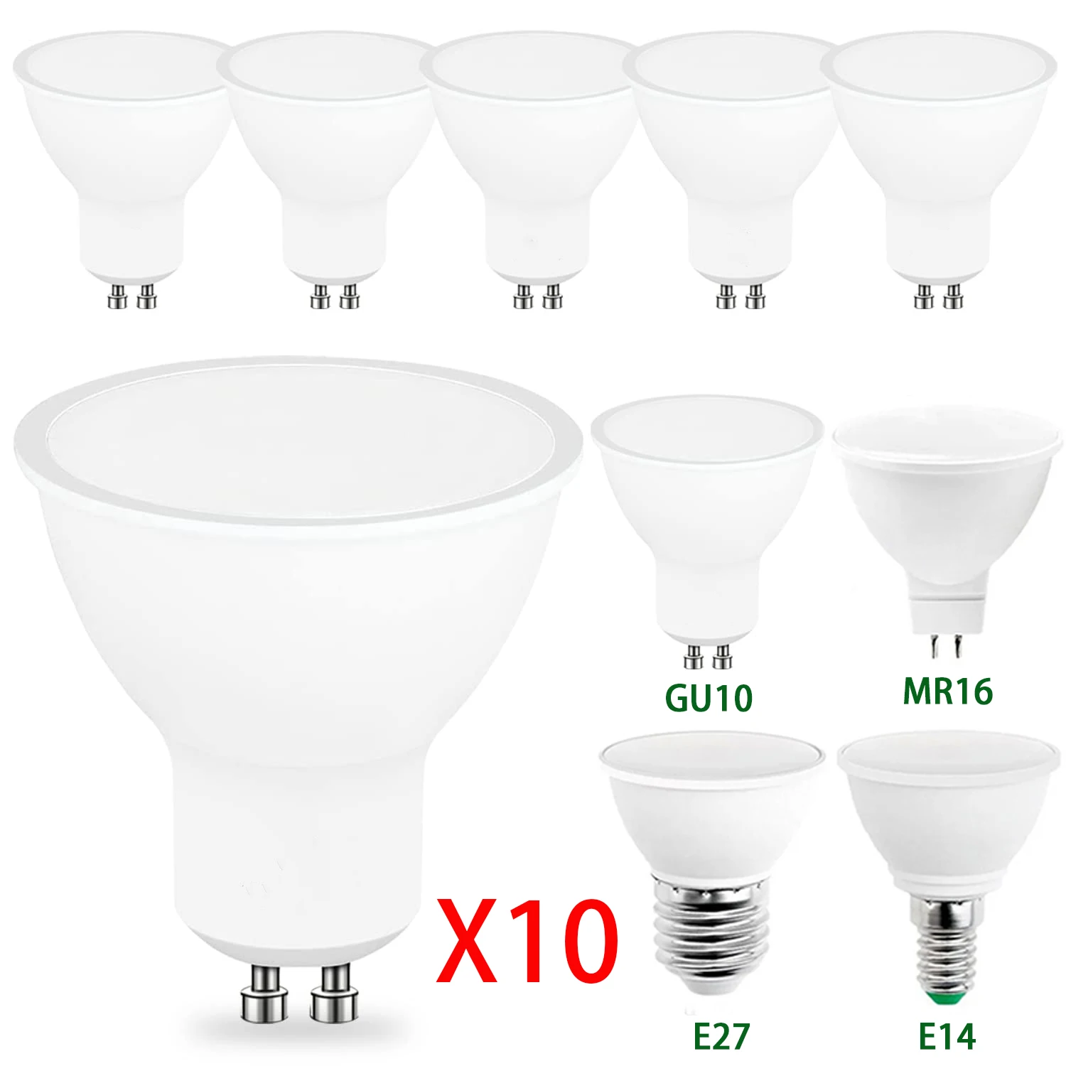 Lee más sobre el artículo 10 Uds GU10 E27 E14 MR16 GU5.3 Lampada bombilla LED 3W 6W 9W 12W 220
