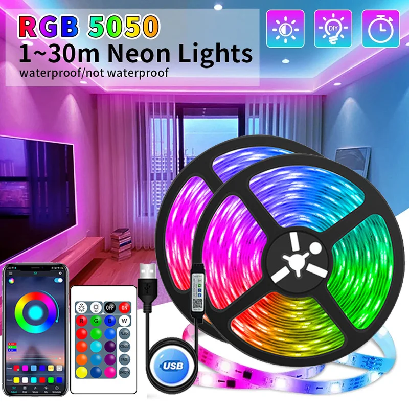 Lee más sobre el artículo Tira de luces LED USB con Control por aplicación, cinta de lámpara F