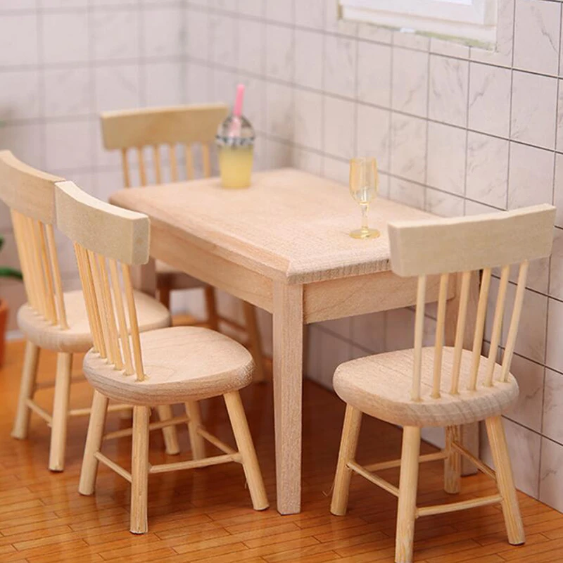 Lee más sobre el artículo Muebles para casa de muñecas en miniatura, mesa de comedor y silla d
