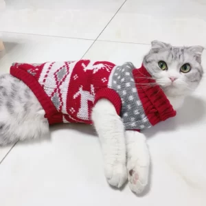 Lee más sobre el artículo Suéter navideño para gatos, disfraz cálido de invierno para mascotas