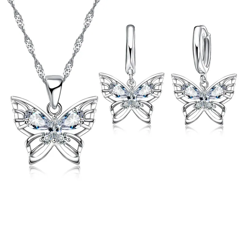 Lee más sobre el artículo Conjuntos de joyas de plata de ley 925, cristal austriaco transparen