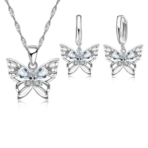 Lee más sobre el artículo Conjuntos de joyas de plata de ley 925, cristal austriaco transparen