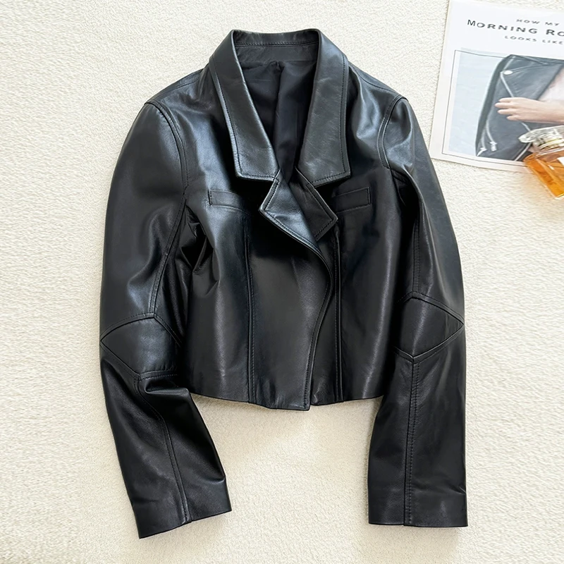 Lee más sobre el artículo 2025 nuevas chaquetas cortas de cuero auténtico para mujer, chaqueta