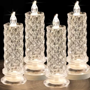 Lee más sobre el artículo Velas de cristal luz LED transparente sin llama batería linterna lám