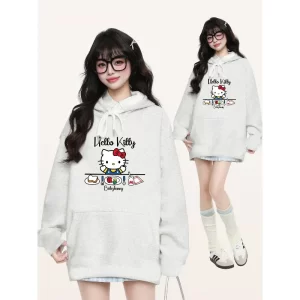 Lee más sobre el artículo Sudadera con capucha con estampado 3D de gato KT de dibujos animados