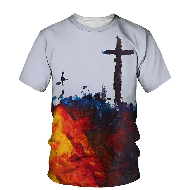 En este momento estás viendo Camiseta con estampado 3D de cruz de Jesús para hombre, disfraz de J