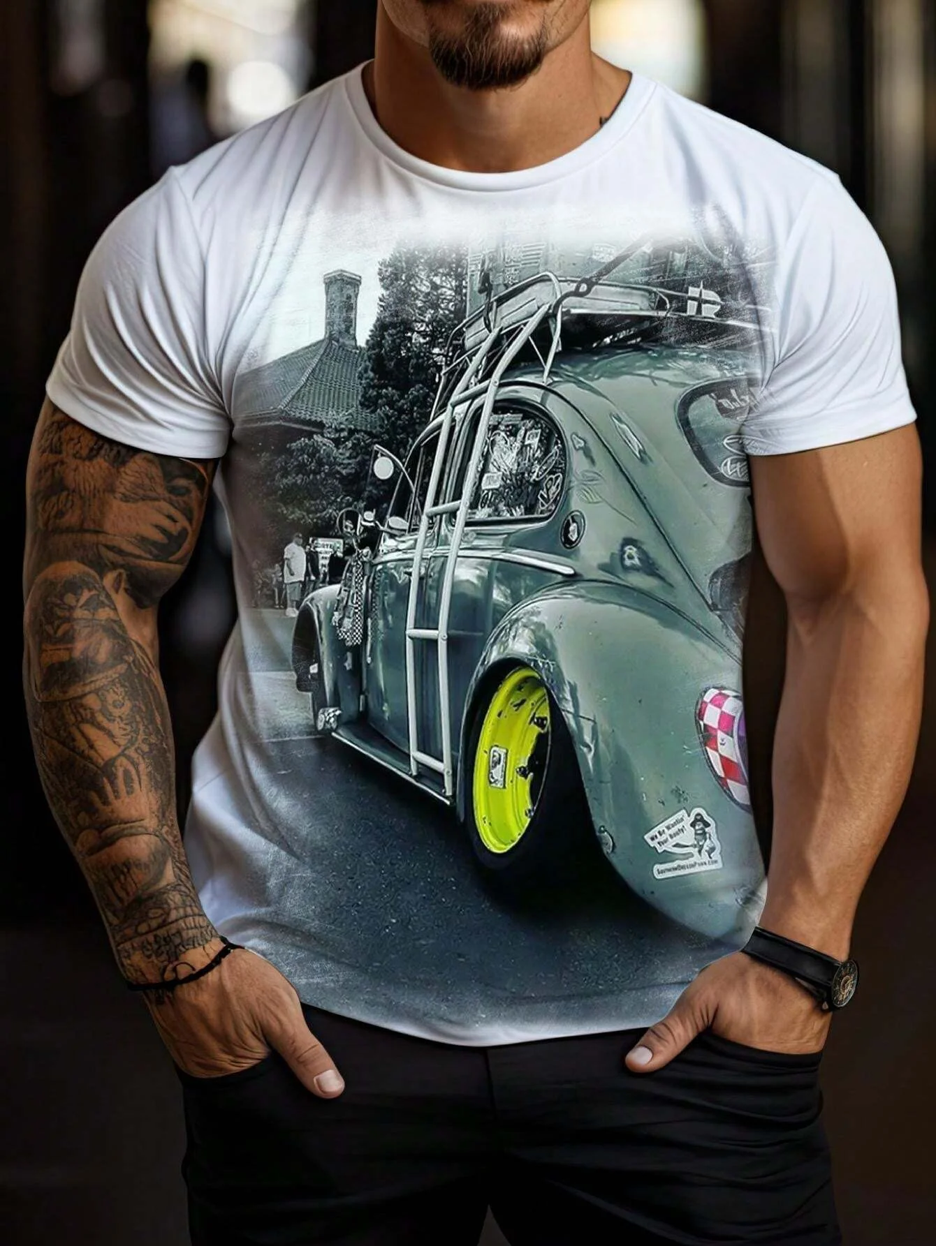 Lee más sobre el artículo Camiseta con estampado de carreras para hombre,camisa informal de ma