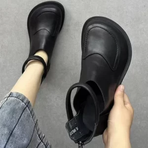 Lee más sobre el artículo 2025 Botines de cuero suave para mujer con parche y punta redonda, z