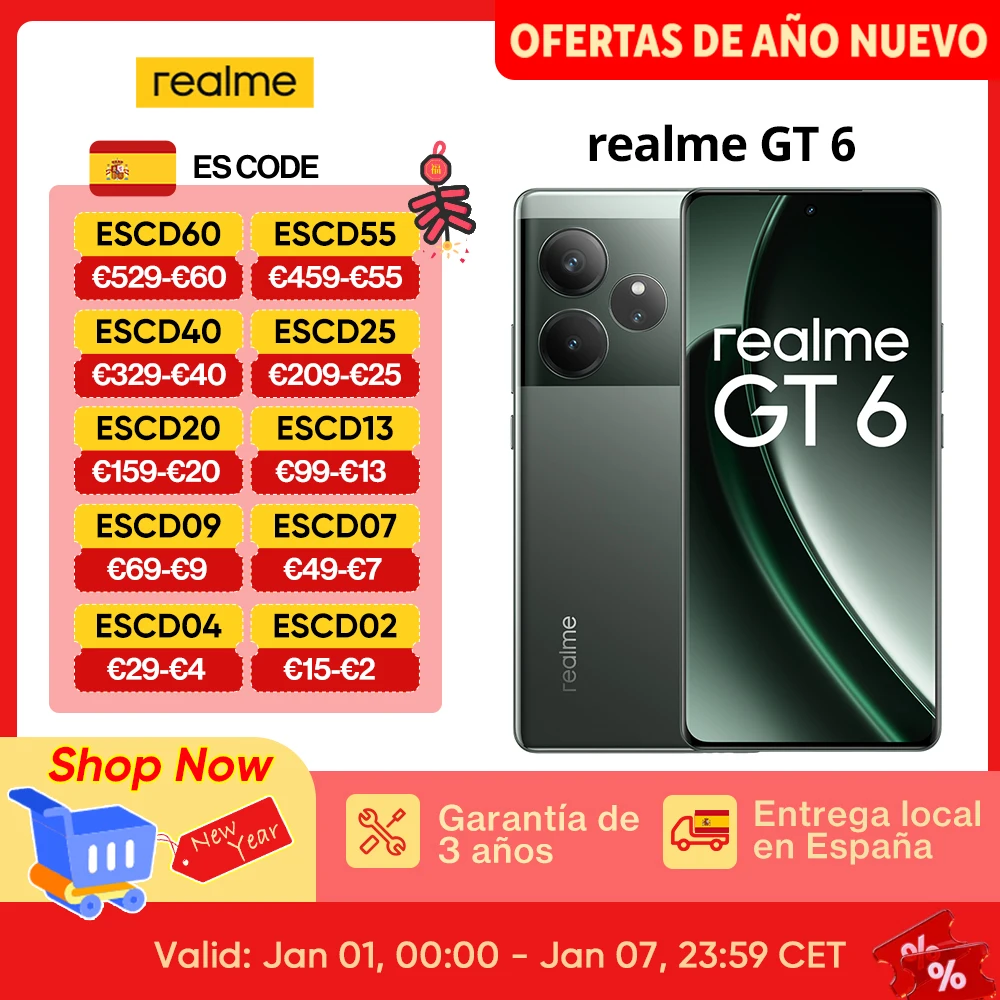 En este momento estás viendo Versión Global realme GT 6 GT6 5G Smartphone 6.78″ 120Hz Snapdragon