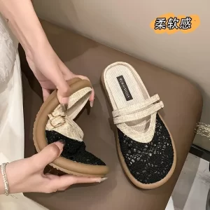 Lee más sobre el artículo Sandalias de mujer de talla grande, zapatillas Vintage transpirables