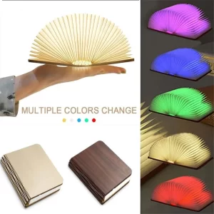 Lee más sobre el artículo Lámpara plegable de madera 3D para libros, luz Led creativa de 5 col