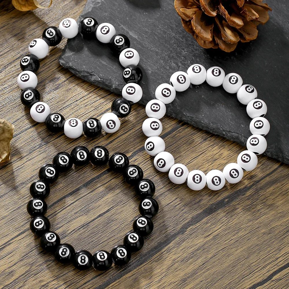 Lee más sobre el artículo Gran venta de billar creativo negro 8 pulsera de cuentas figura de b