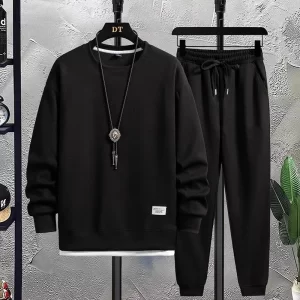 Lee más sobre el artículo Traje informal tipo gofre para hombre, camiseta de manga larga con c