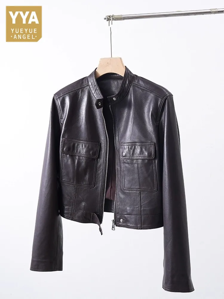 Lee más sobre el artículo Chaqueta de cuero genuino para mujer, abrigo de oficina para mujer,
