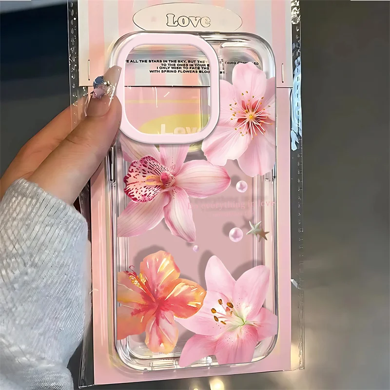 Lee más sobre el artículo Funda de teléfono con patrón de flor de lirio rosa para iPhone 16 17
