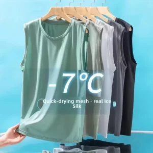 Lee más sobre el artículo Chaleco de malla de seda de hielo para hombre, ropa deportiva ligera