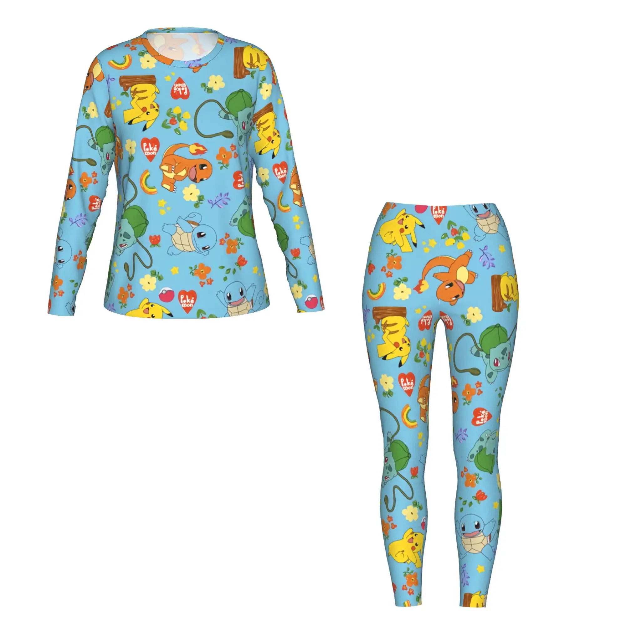 Lee más sobre el artículo Bulbasaur Conjunto de leggings y camiseta de manga larga para mujer,