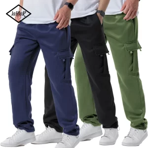 Lee más sobre el artículo Pantalones de chándal holgados grises para hombre, pantalones con mú