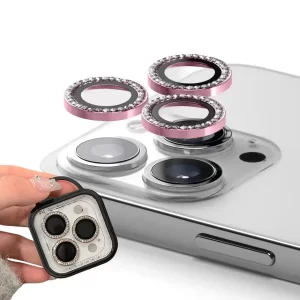 Lee más sobre el artículo 2-3 uds funda de cámara de diamante rosa para IPhone 15 14 16 12 13