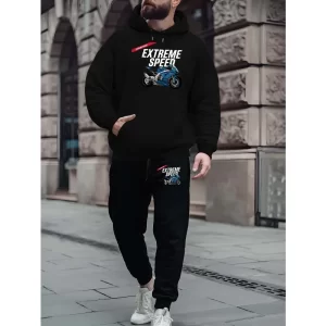 Lee más sobre el artículo Conjunto de sudadera con capucha y pantalones deportivos con estampa