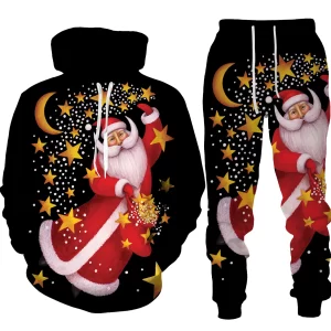 Lee más sobre el artículo Conjuntos de sudaderas con capucha con estampado de Papá Noel para h