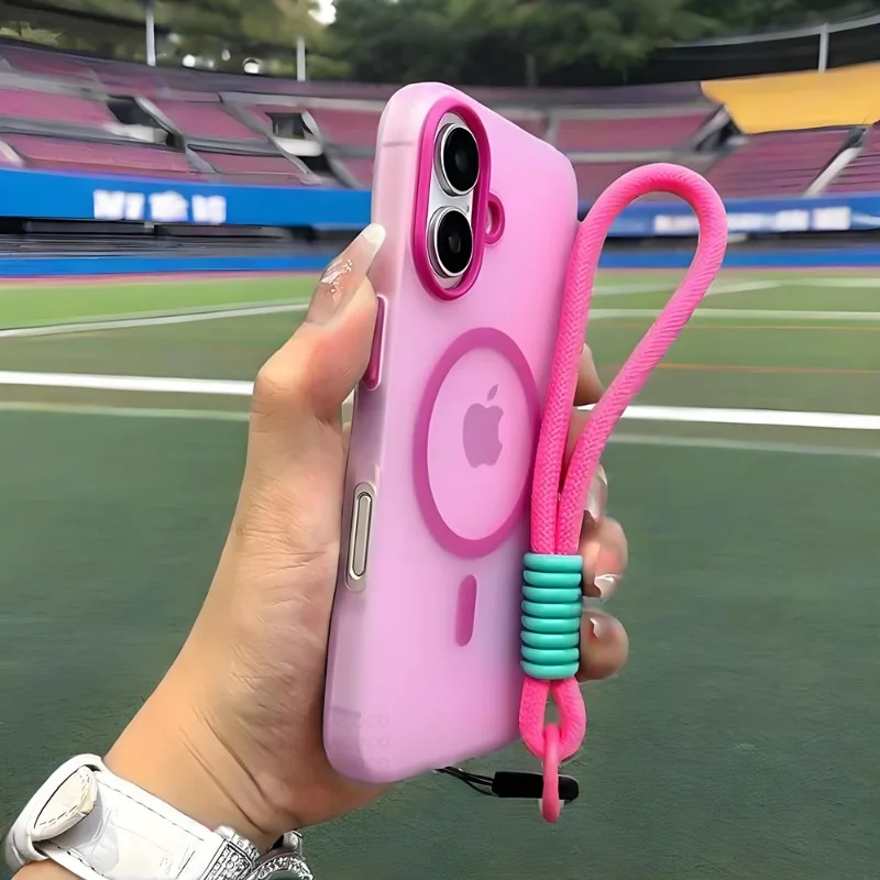 En este momento estás viendo Funda con correa para la muñeca de Color caramelo para Magsafe para