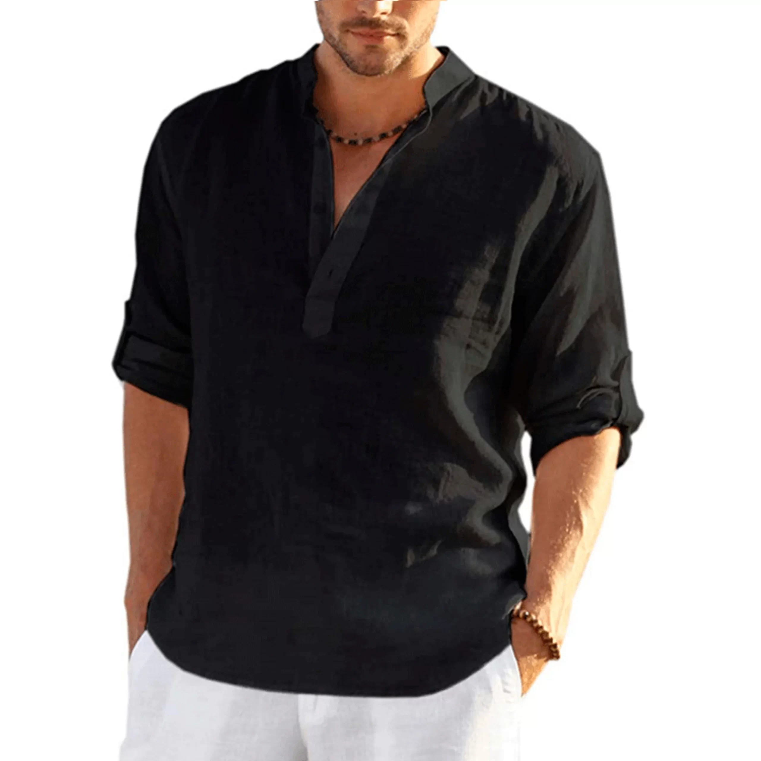 Lee más sobre el artículo Camisas casuales, camisas holgadas de algodón para hombres, camiseta