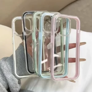 Lee más sobre el artículo Funda de teléfono trasera transparente con marco de Color caramelo d