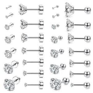Lee más sobre el artículo Pendientes LUXUSTEEL de acero inoxidable con circonita cúbica redond