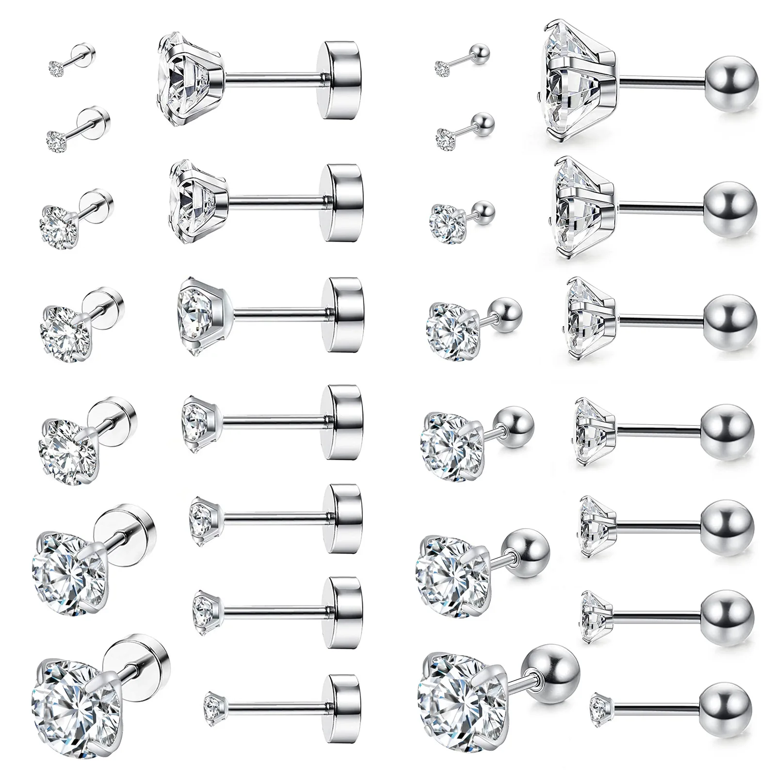 Lee más sobre el artículo Pendientes LUXUSTEEL de acero inoxidable con circonita cúbica redond