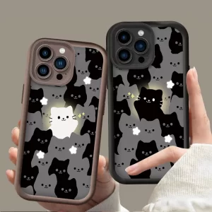 Lee más sobre el artículo Precioso gato de dibujos animados de silicona pareja funda de teléfo