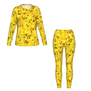 Lee más sobre el artículo Pikachu lindo estampado 2 piezas mujeres camiseta de manga larga leg