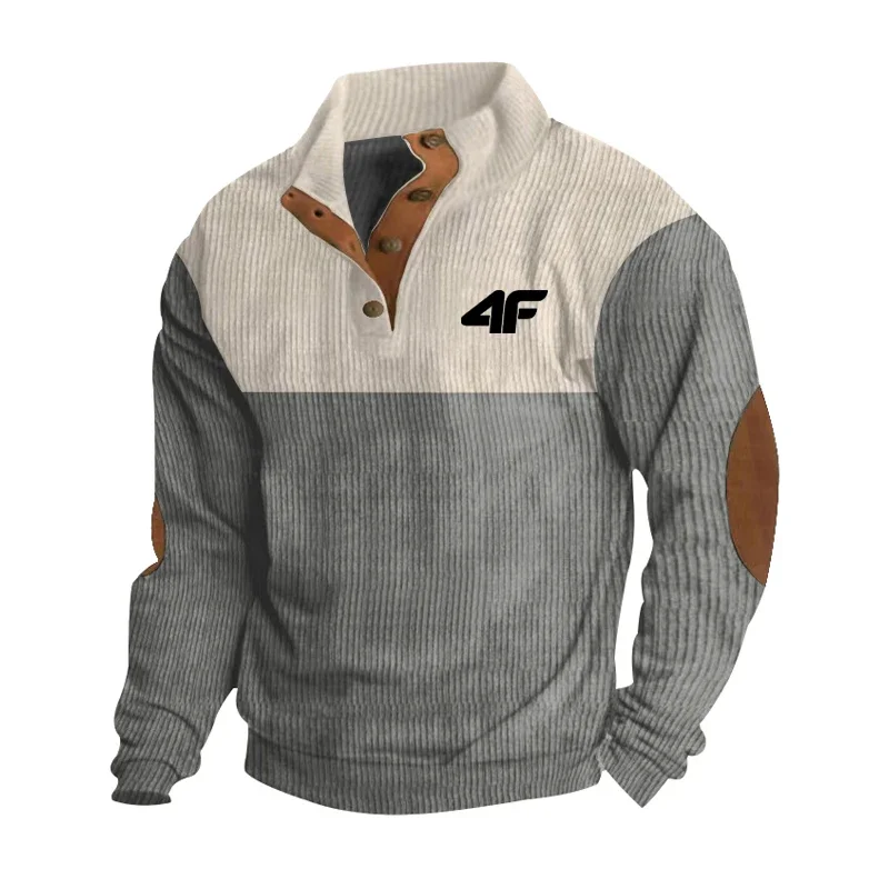 Lee más sobre el artículo 4F Sudadera informal de manga larga para hombre, jersey con botones