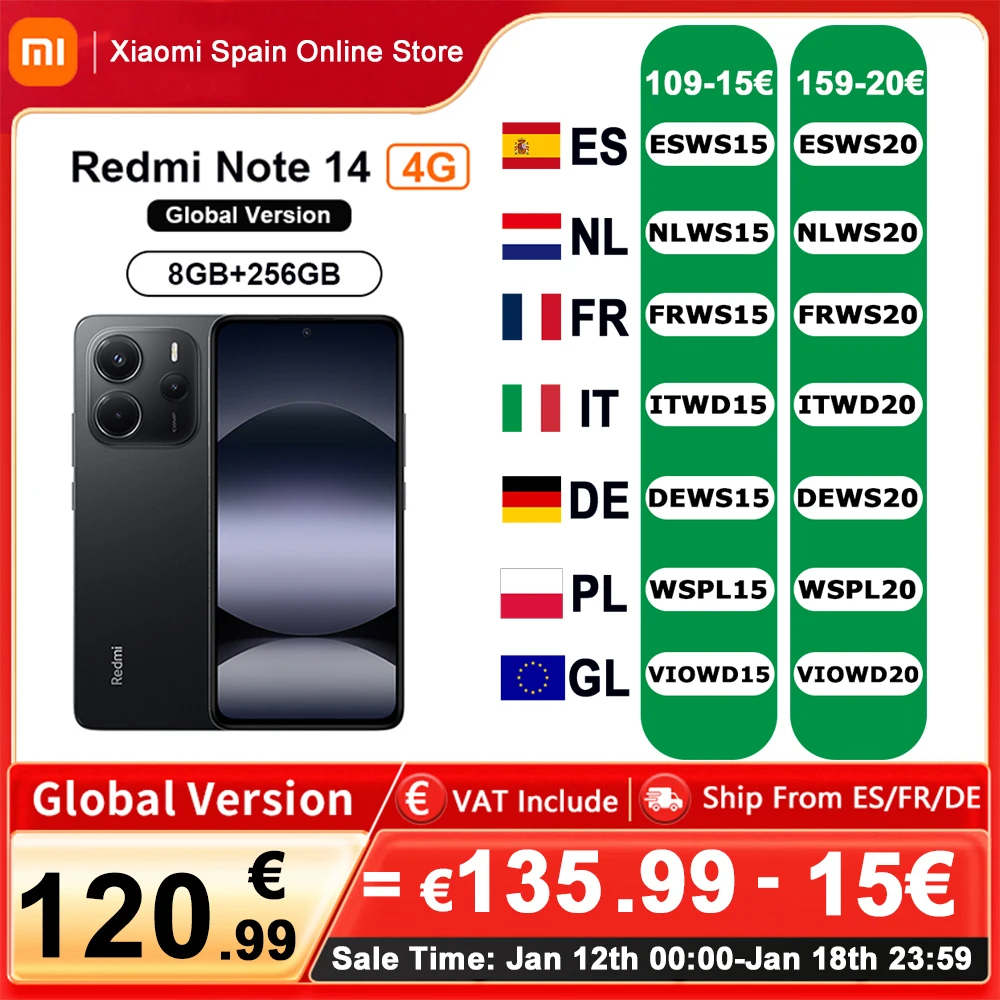 En este momento estás viendo Xiaomi-Smartphone Redmi Note 14, versión Global, 4G, Helio G99-Ultra