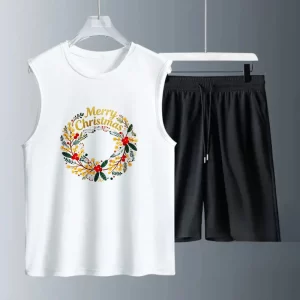 Lee más sobre el artículo Conjuntos de camiseta sin mangas para hombre, manga corta + Pantalon