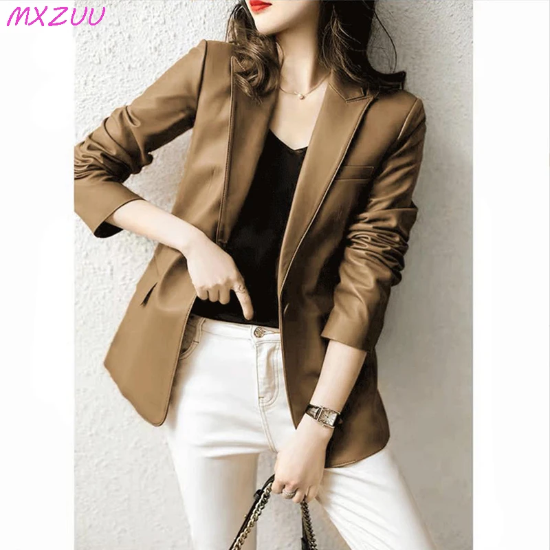 Lee más sobre el artículo Abrigo de piel de oveja Natural, Blazer para Mujer, traje con un sol