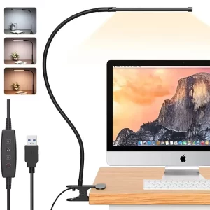 Lee más sobre el artículo Lámpara de escritorio LED con clip Luz de lectura regulable USB 360