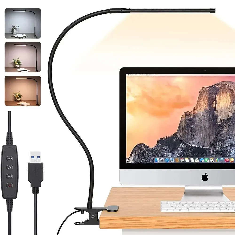 Lee más sobre el artículo Lámpara de escritorio LED con clip Luz de lectura regulable USB 360