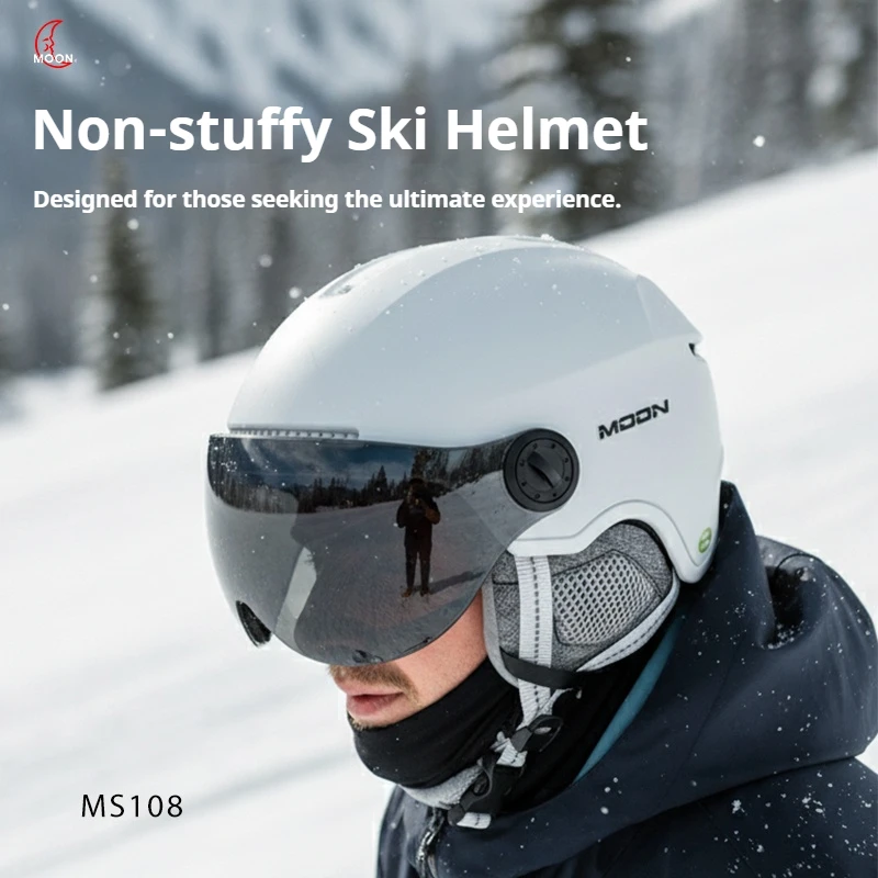Lee más sobre el artículo MOON-Casco de esquí integrado para hombres y mujeres, gafas profesio