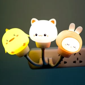 Lee más sobre el artículo Luz nocturna USB LED con Control de voz, lámpara de noche de dibujos