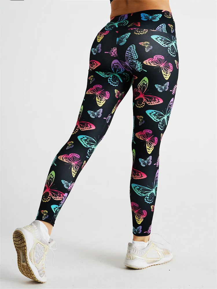 Lee más sobre el artículo Divertido 3D colorido estampado de mariposa mujeres deportes Legging