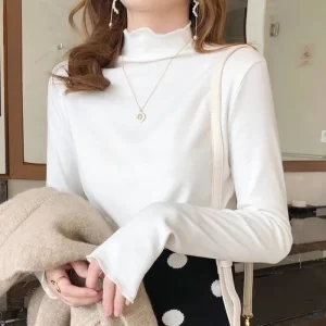 Lee más sobre el artículo Camisa De fondo De terciopelo para Mujer, abrigo De otoño De manga l