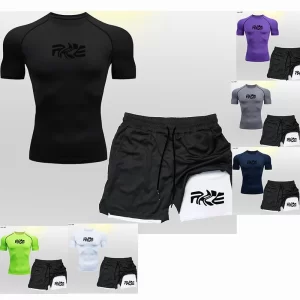 Lee más sobre el artículo 2026Traje deportivo de compresión para hombre, camiseta de manga cor