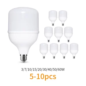 Lee más sobre el artículo 5-10 Uds bombilla LED AC 220V E27 lámpara LED 60W 50W 40W 30W 20W 15
