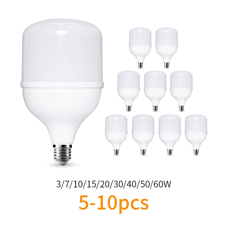 Lee más sobre el artículo 5-10 Uds bombilla LED AC 220V E27 lámpara LED 60W 50W 40W 30W 20W 15