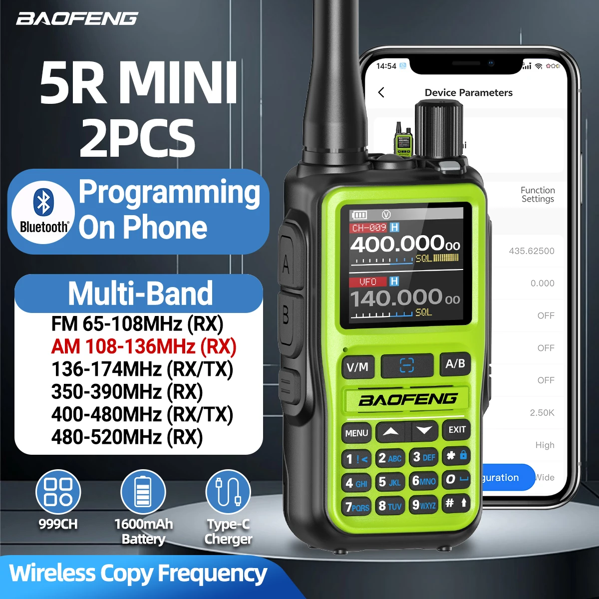 Lee más sobre el artículo Baofeng UV 5R Mini Walkie Talkie Bluetooth frecuencia de programació